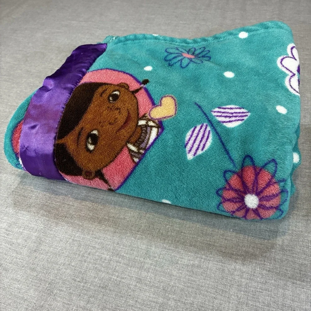Disney Doc McStuffins Green Fleece Throw Blanket Lambie Satin Trim 40